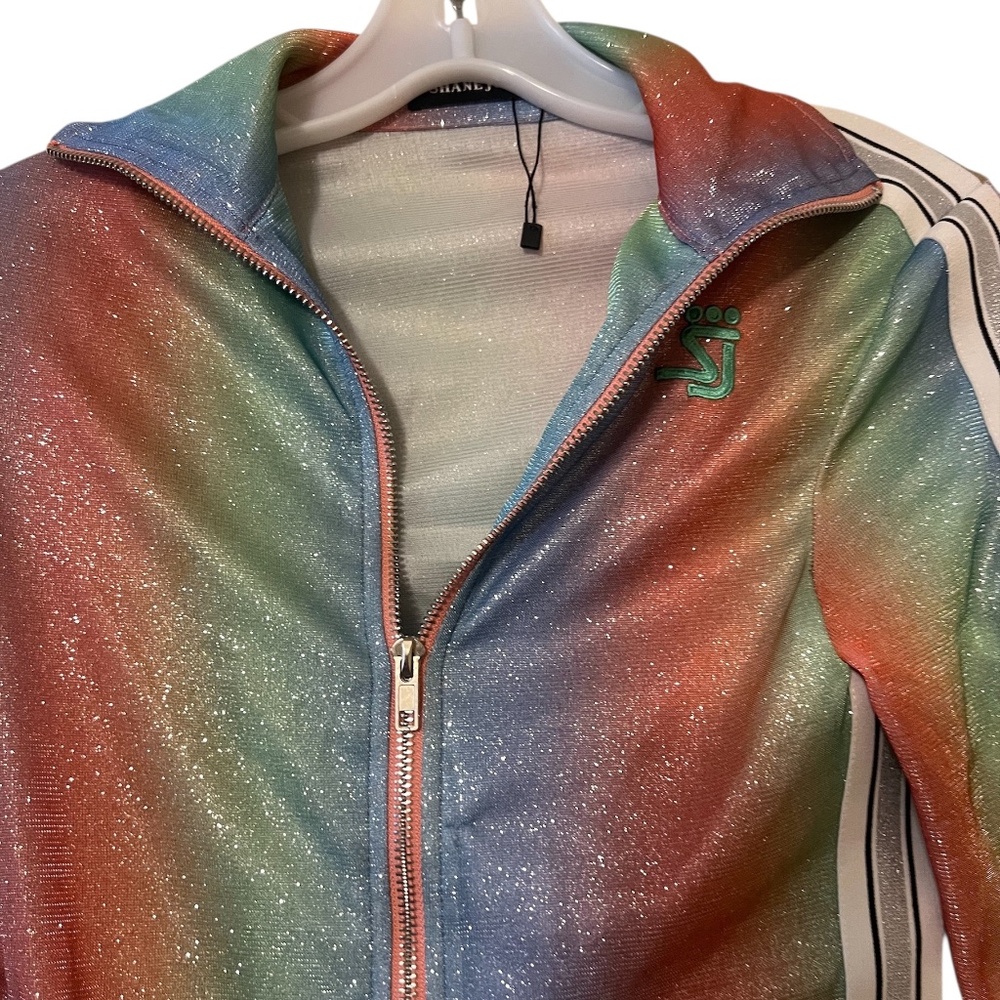 NWOT Shane Justin Glitter Rainbow Unicorn Women's Tracksuit, Size X-Small - Picture 7 of 16